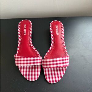 Steve Madden Red and White Gingham Sandals